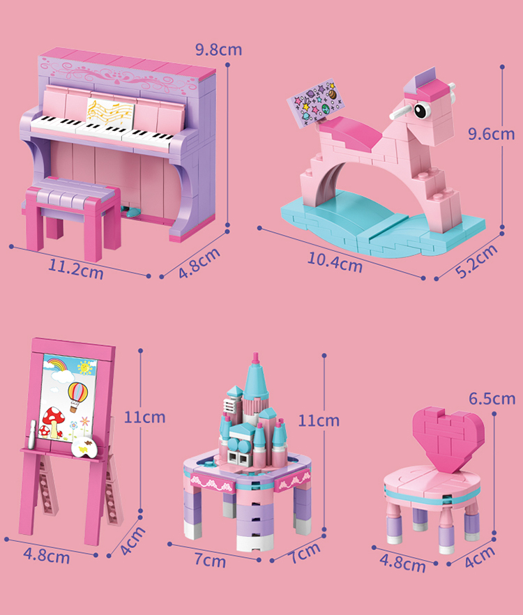 WOMA TOYS OEM ODM Home Decor Birthday Gifts Girl House Piano Play House Drawing Board Carousel Brick Building Blocks Puzzle
