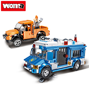 WOMA TOYS Educational Diy Bricks 3d Model City police chase Illegal hunting SWAT Car Plastic Small Building Block Toy set