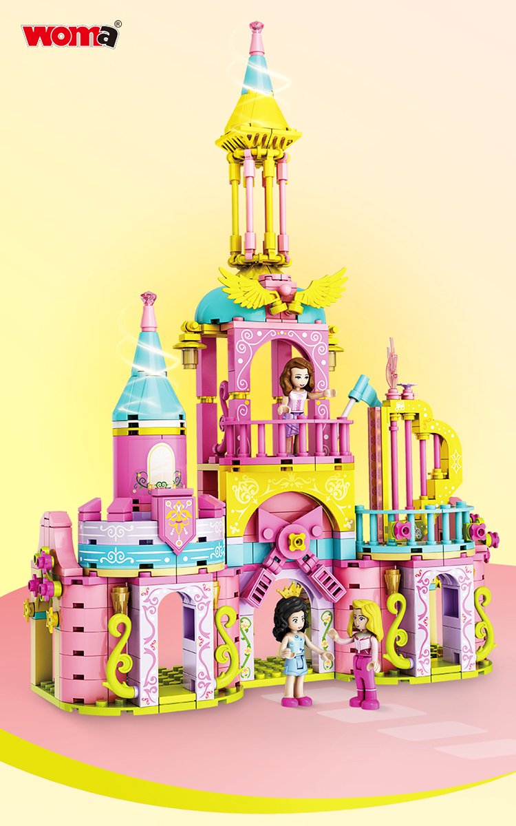 WOMA TOYS Walmart Hot Sale Kids Girl Princess Angel Love Castle Small Brick Building Blocks Assemble Game Juguetes