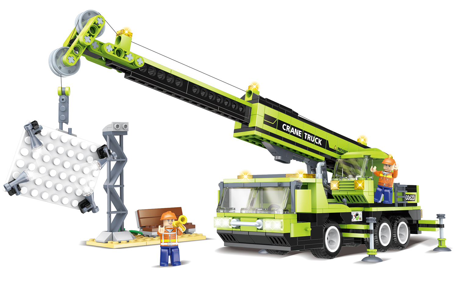 WOMA TOYS Compatible major brands bricks 2 in 1 Crane Channel Construction site educational small building blocks toys model