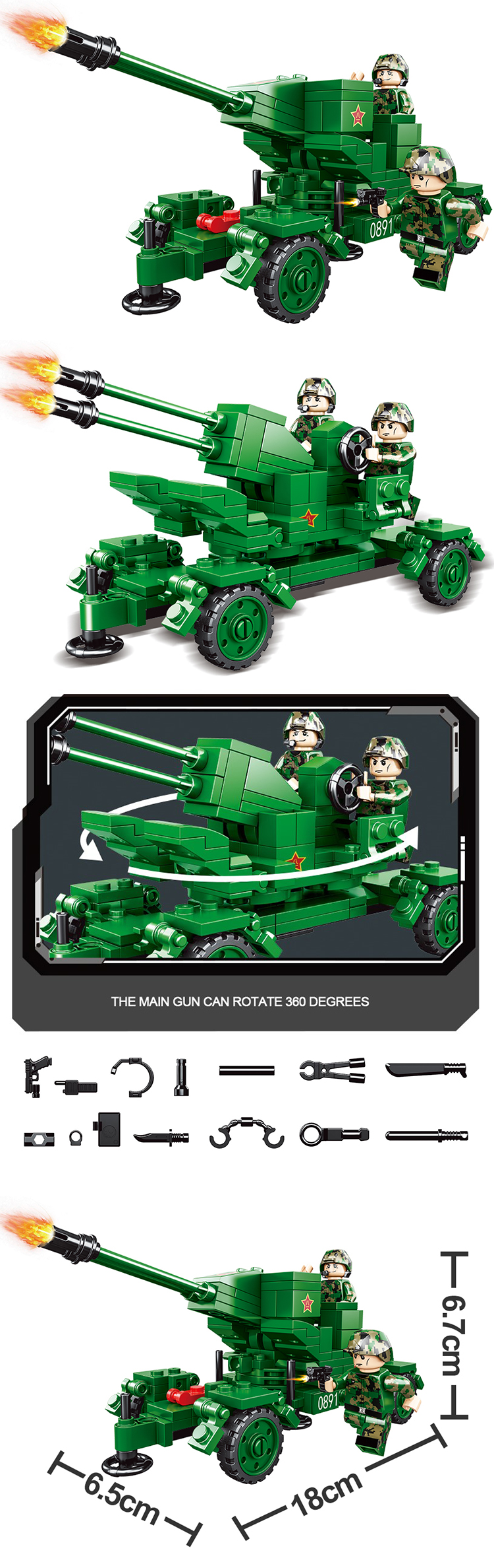 WOMA TOYS Wholesale Customize War Vehicle Military Cannonball Car Small Bricks Plastic Building Blocks Assemble Game For Kids