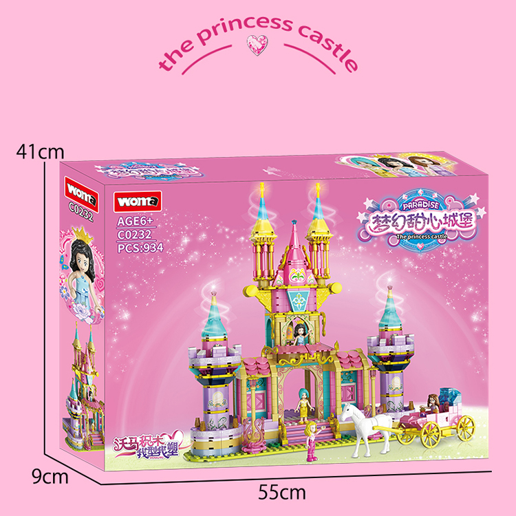 WOMA TOYS Amazon Hottest sale Princess Castle Carriage Girls' Educational Play Set Building Blocks Bricks Christmas gift
