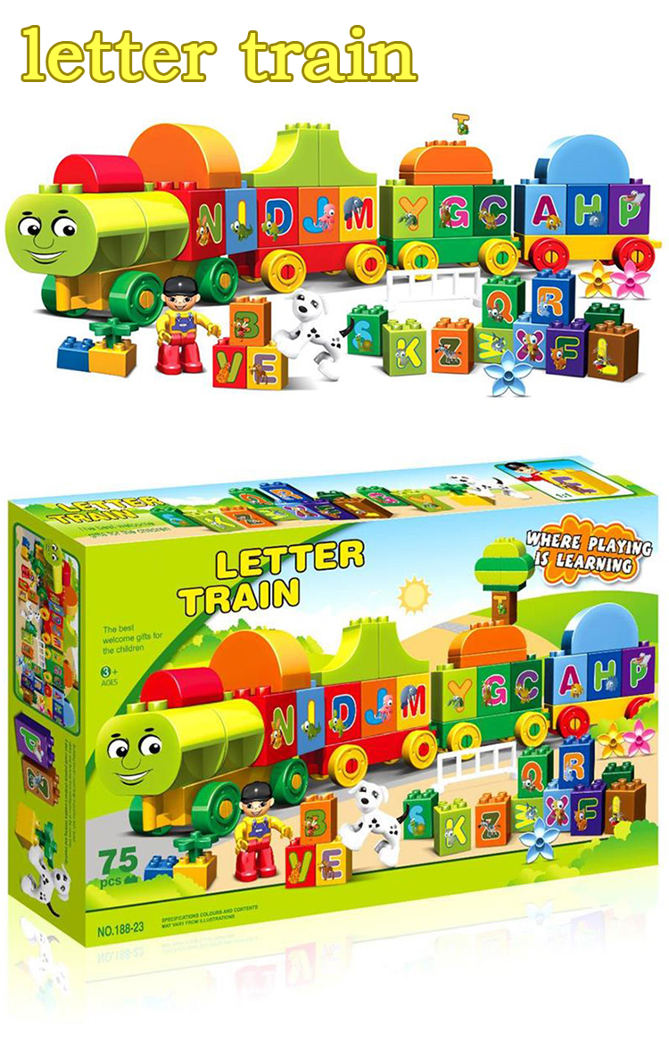WOMA TOYS Compatible major brands bricks letter train A to Z big building blocks toys for kids children jouet