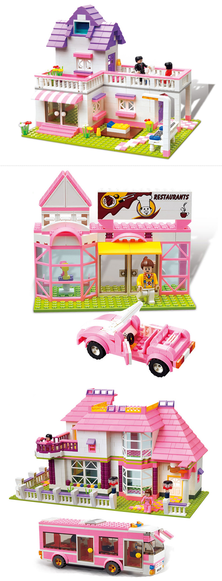 WOMA TOYS OEM ODM bricks Boy girl birthday Christmas gift kids House car Bus model building blocks toys set oyuncak jouet
