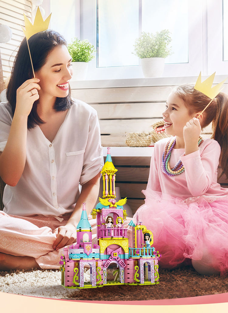WOMA TOYS Walmart Hot Sale Kids Girl Princess Angel Love Castle Small Brick Building Blocks Assemble Game Juguetes