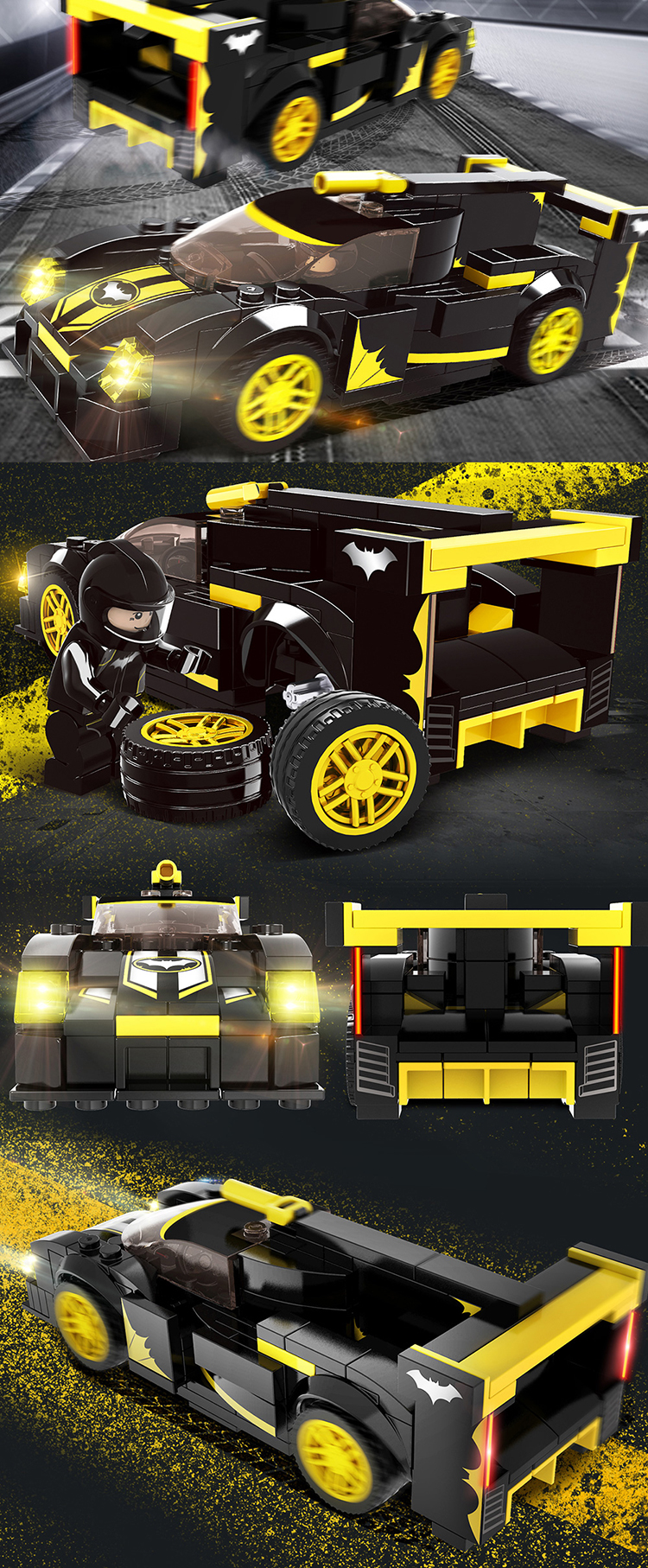 WOMA TOYS Compatible major brands bricks World famous car model 4 in 1 Super Racing car model Assemble building blocks toy set