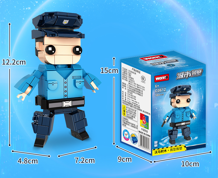 WOMA TOYS Wholesale Educational Children Day Kids Gift Small Building Block Bricks City Police Patrol Figure Play Assemble Game