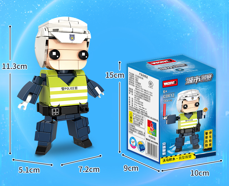 WOMA TOYS Wholesale Educational Children Day Kids Gift Small Building Block Bricks City Police Patrol Figure Play Assemble Game