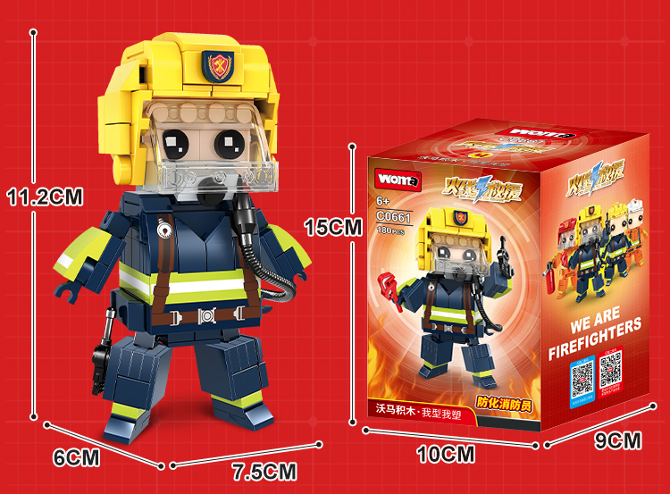 WOMA TOYS Amazon Hottest Sale Kids Puzzle Fire Rescue Cheap Firefighter Small Brick Little Building Block Figure Custom