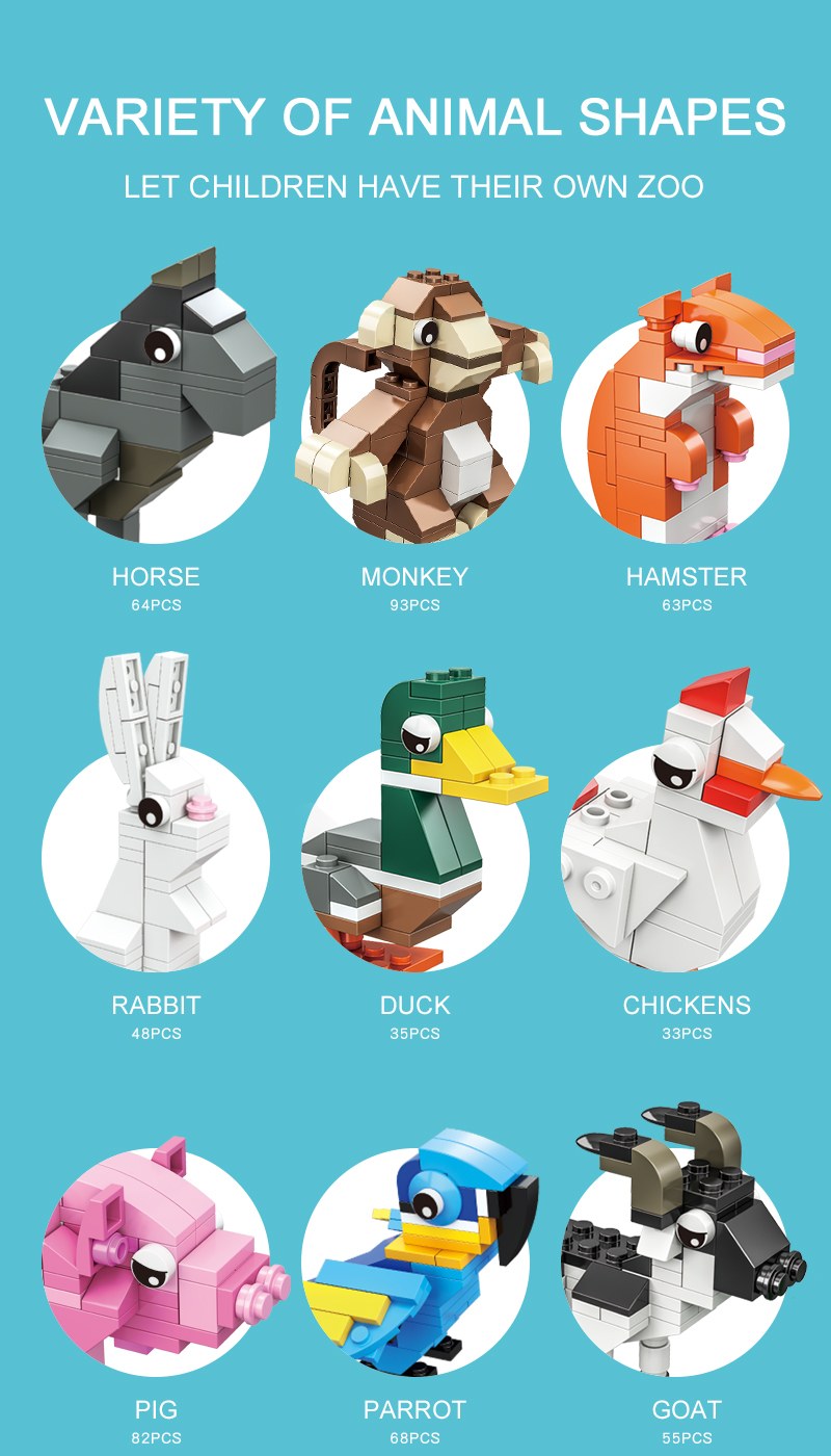 WOMA TOYS Children Day Gift Educational Assemble Classic Creative Chick Animal Model Building Block Educational Diy Bricks Set