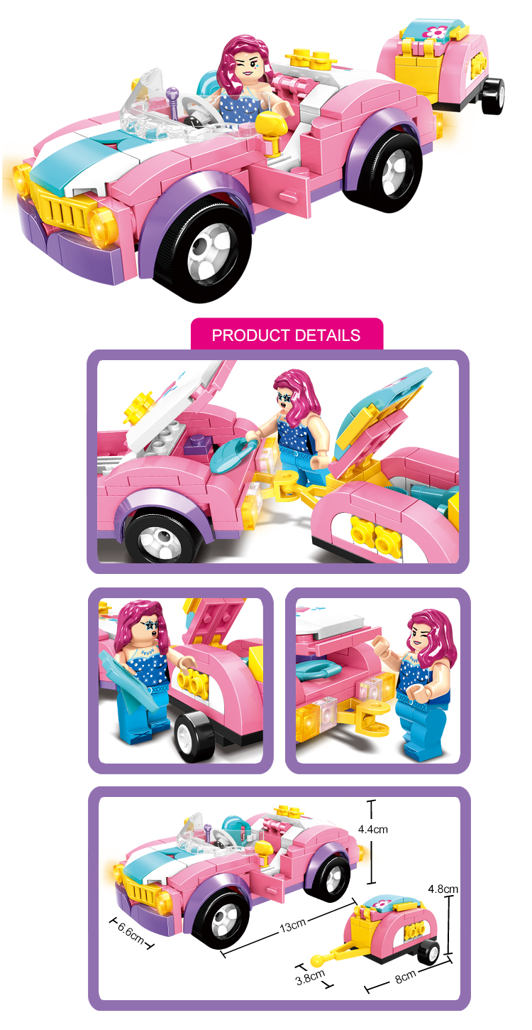 WOMA TOYS 4 in 1 city girl picnic Lunch rowing Sports Car blocks building toy set Christmas birthday gift oyuncak jouet