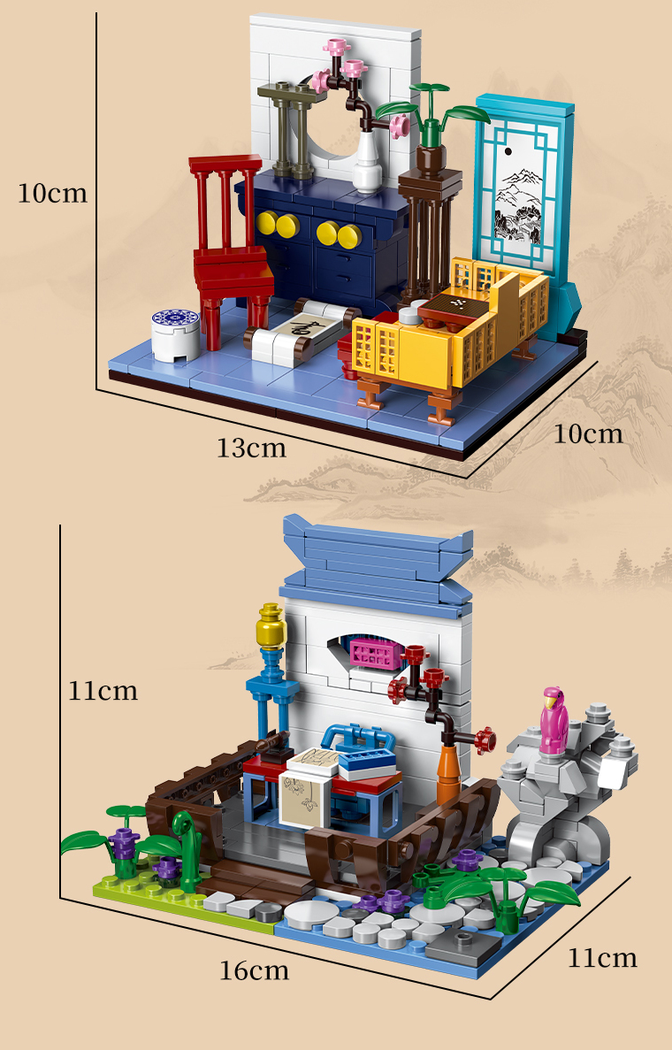WOMA TOYS Wholesale bricks Chinese history culture Play piano Play chess book draw plastic building blocks toys for kids jouet