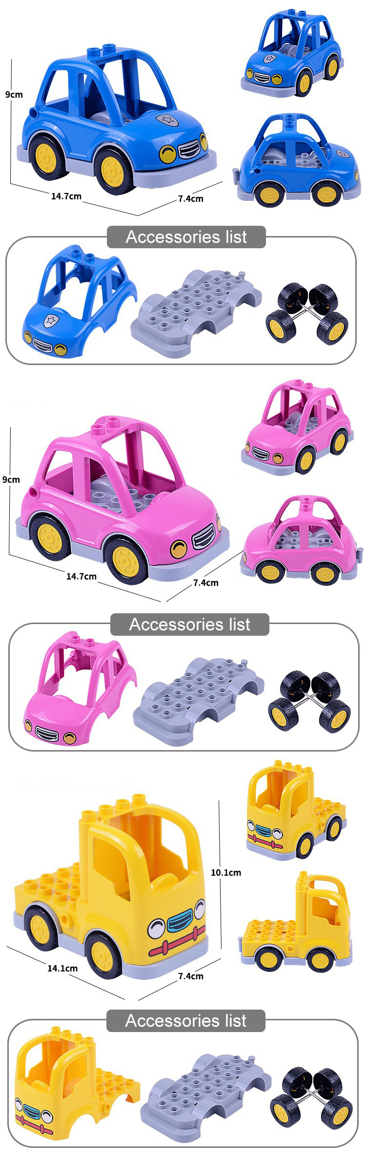 WOMA TOYS Amazon Hot Sale Engineering Vehicle Airplane Fire Truck Trailer Big Bricks Building Blocks Children Toys 2022