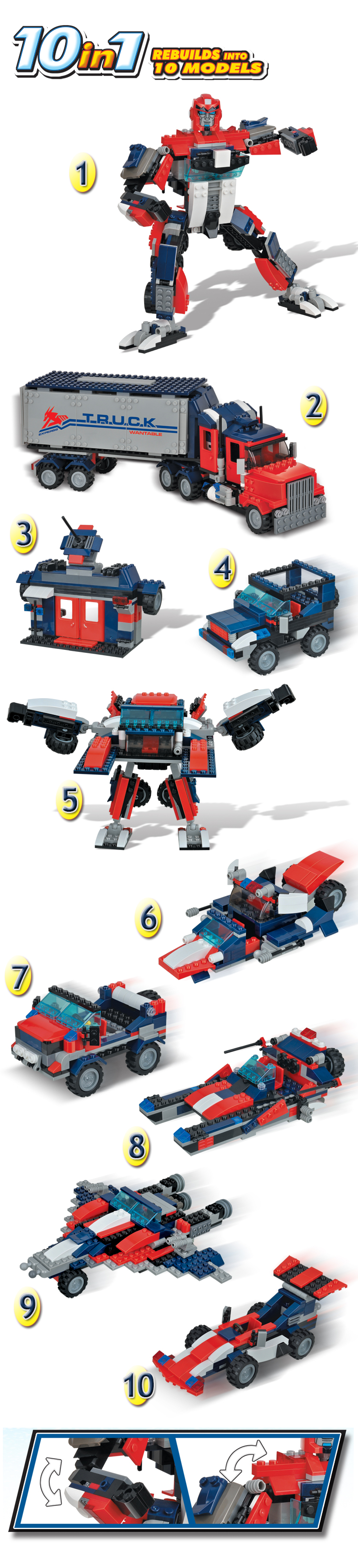 WOMA TOYS AliExpress Hot Sale Educational Combined Deformation Puzzle Diy Robot Truck Car Model Building Blocks Bricks For Kids