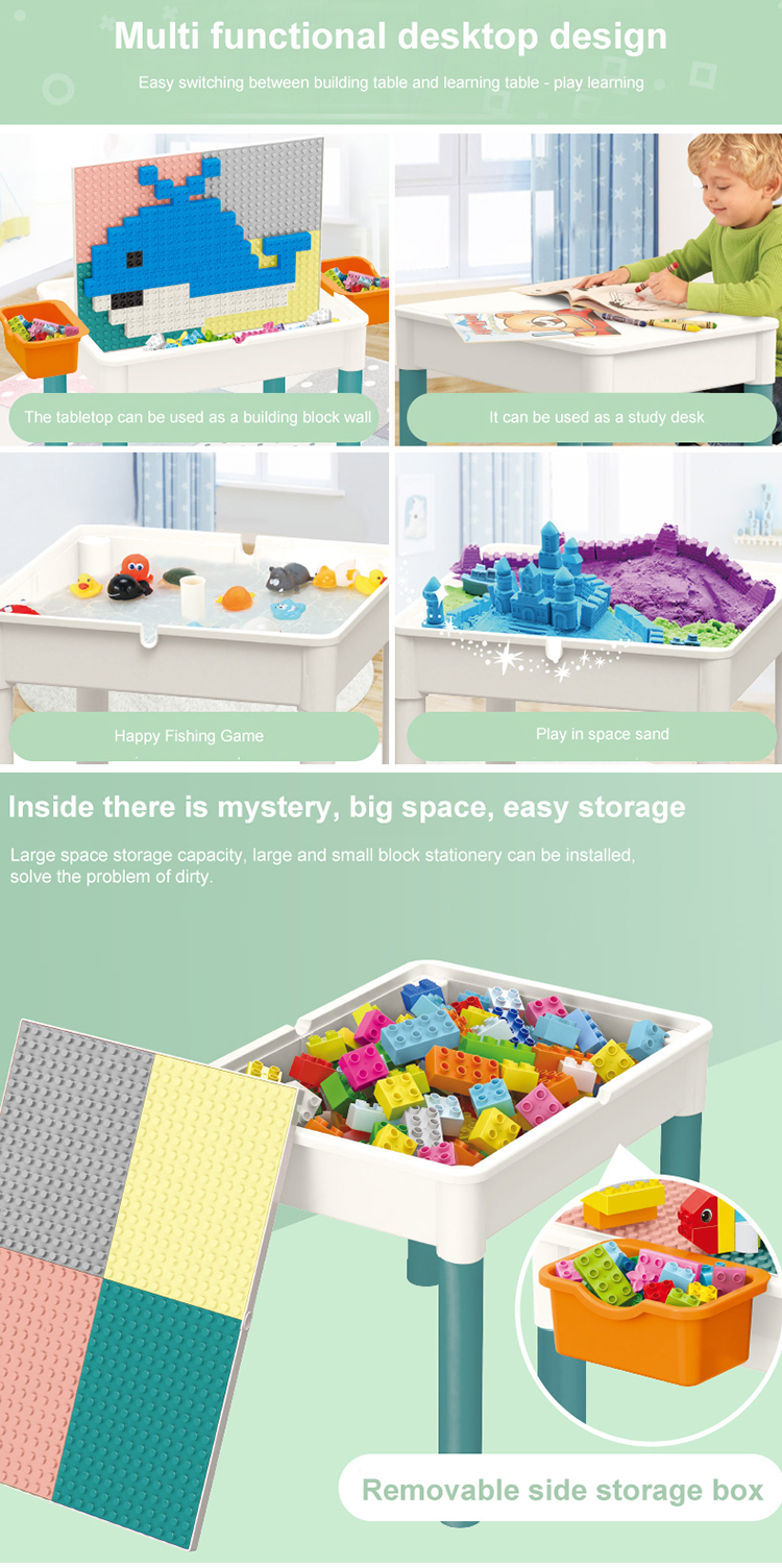 WOMA TOYS Amazon Hottest Sale Children Multi Function Big Building Blocks Table Chair Brick Animal Staff Game Storage Box