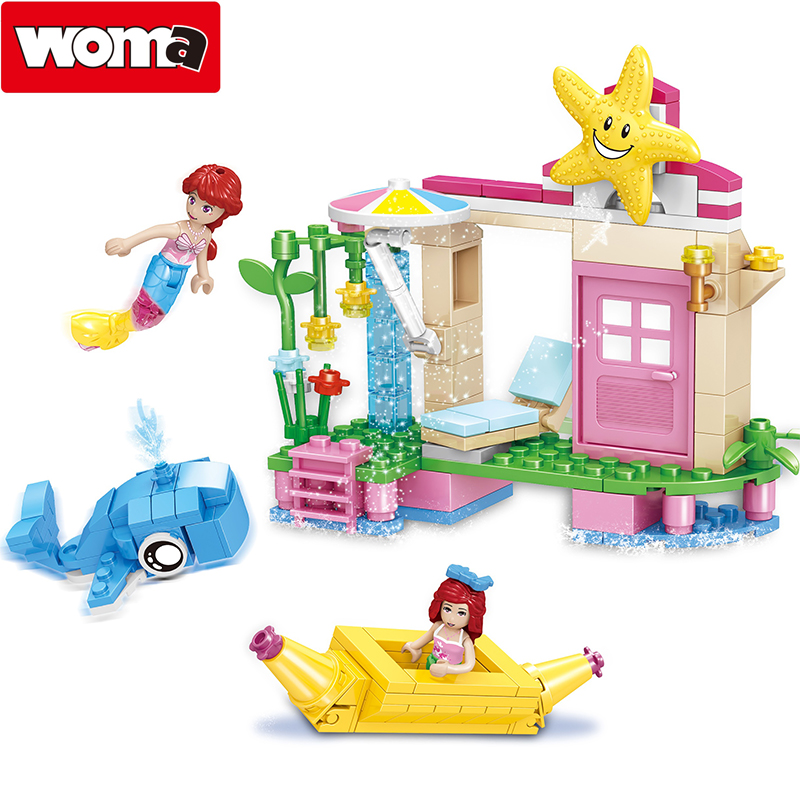 WOMA TOYS wish hot sale Wonderful Sea Fairy Shell House Mermaid toy building blocks toys bricks christmas gift