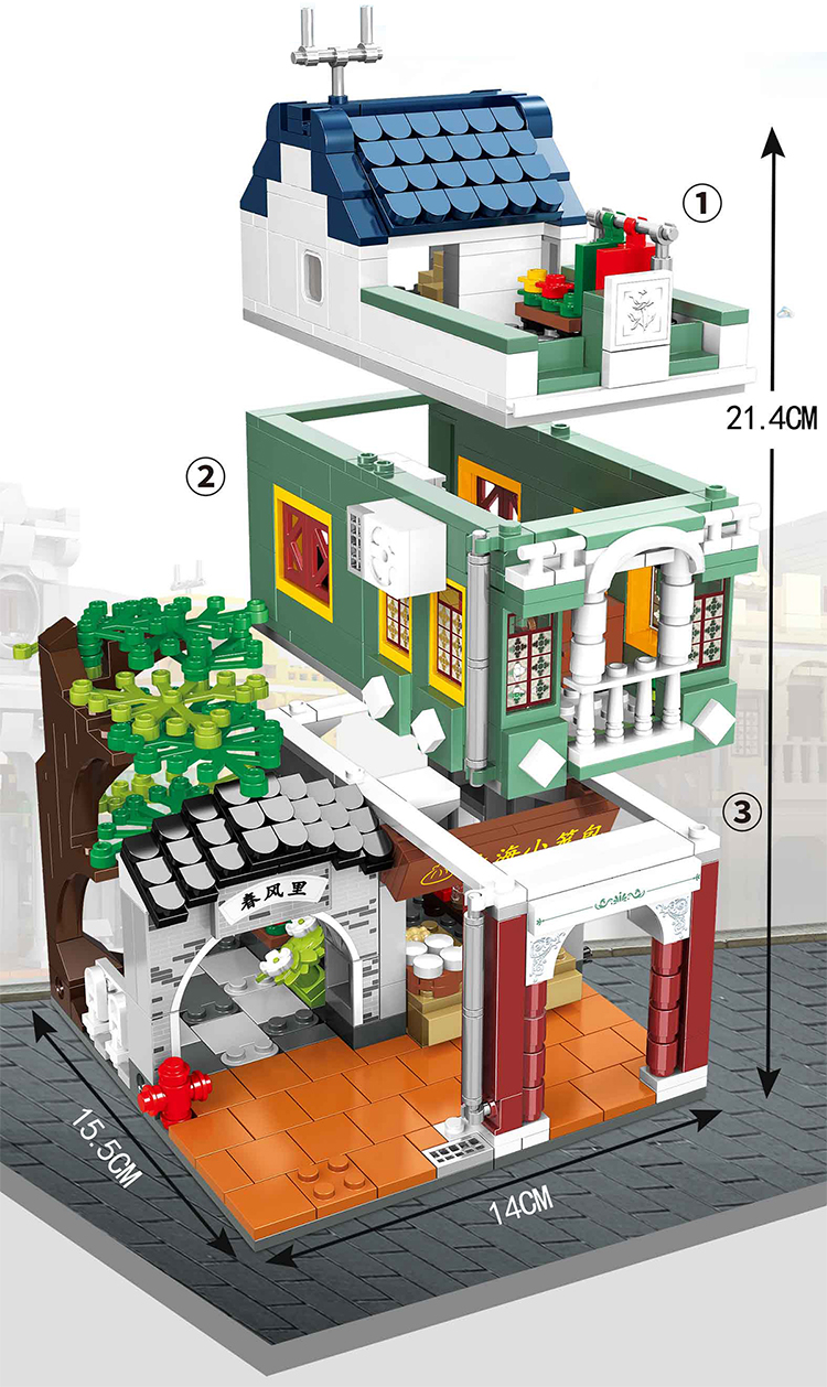 WOMA TOYS Wholesale Supplier China Town City House Civilization Street 3D Building Block Bricks Construction Toy Model