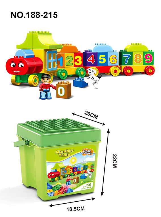 WOMA TOYS Amazon Hottest Sale Number Train 1 To 9 Big Building Blocks Brick BasePlates Plastic Bucket For Preschool Child