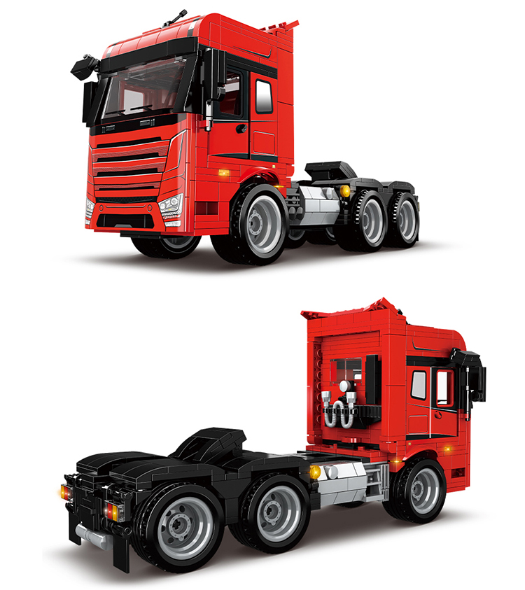 WOMA TOYS Engineering Series Classic semi trailer towing vehicle tractor Car Building Blocks Toys Gifts for Children and Adults