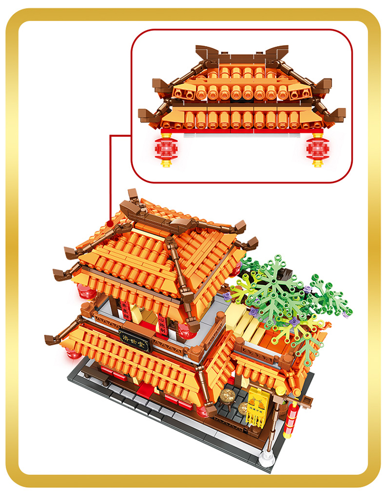 WOMA TOYS Factory China Town Architecture City Chinese House Medicine Scene Small Bricks Building Blocks Set Diy