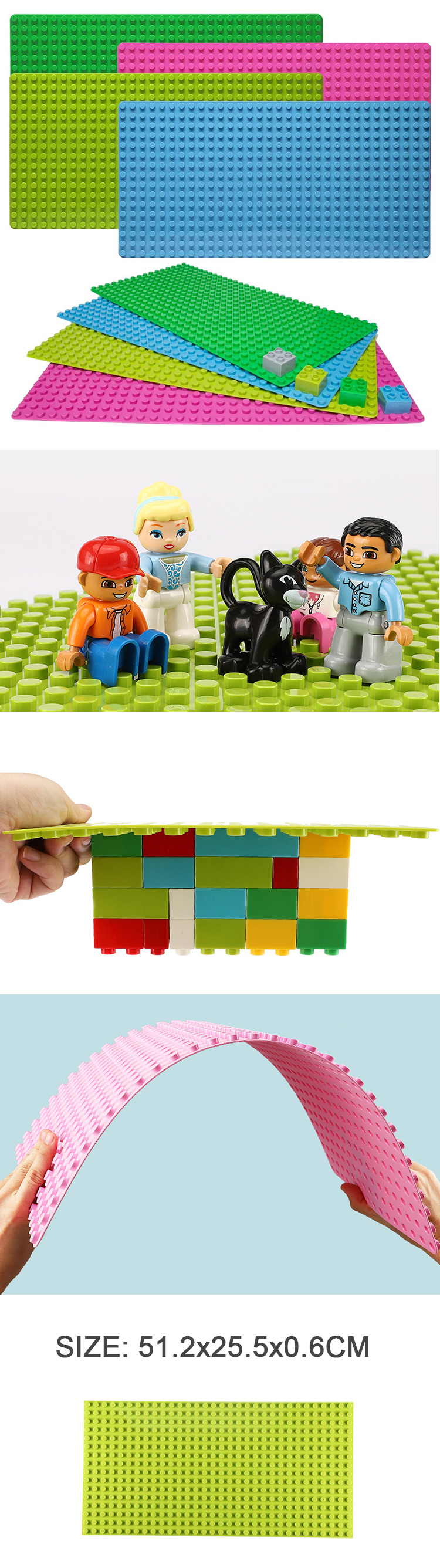 WOMA TOYS Compatible with All Major Brands base plate Size 32*16 dot Classic Baseplates Big Building Brick Base Plate Toy Kit