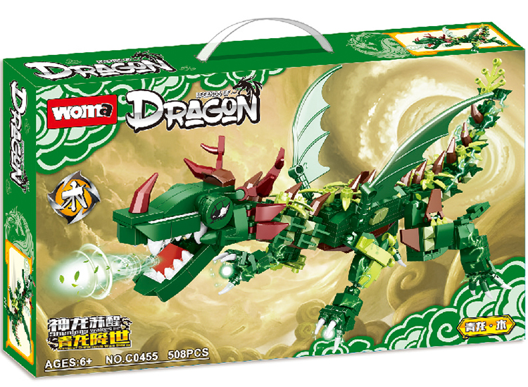 WOMA TOYS Popular Assemble Battle Winged Green Legend Dragon Kit Set toys model Building Blocks bricks Children early toys