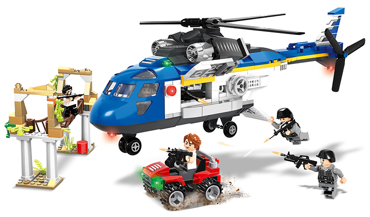 WOMA TOYS AliExpress hot sale City Police Army Battleground Attack helicopter small Building Blocks Bricks toys model