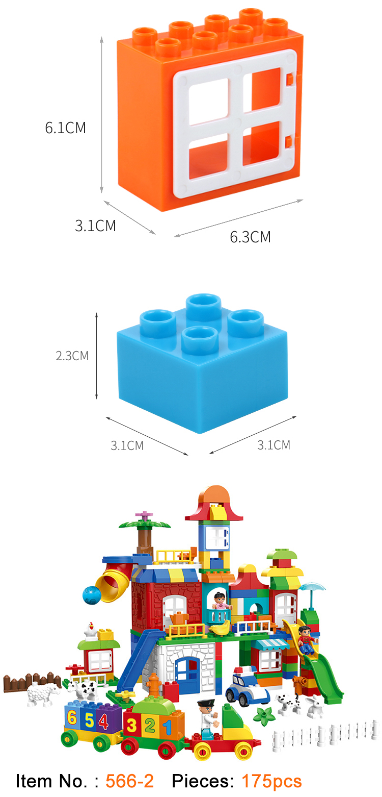 WOMA TOYS Amazon Hottest Sale Child Amusement Park Digital Cognition Animal Preschool Puzzle Assemble Big Brick Building Blocks