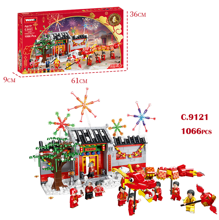 WOMA TOYS Fanno Hot Sale Home Decor China 2022 New Year Make Snowman Fireworks Small Brick Building Blocks Educational Assemble