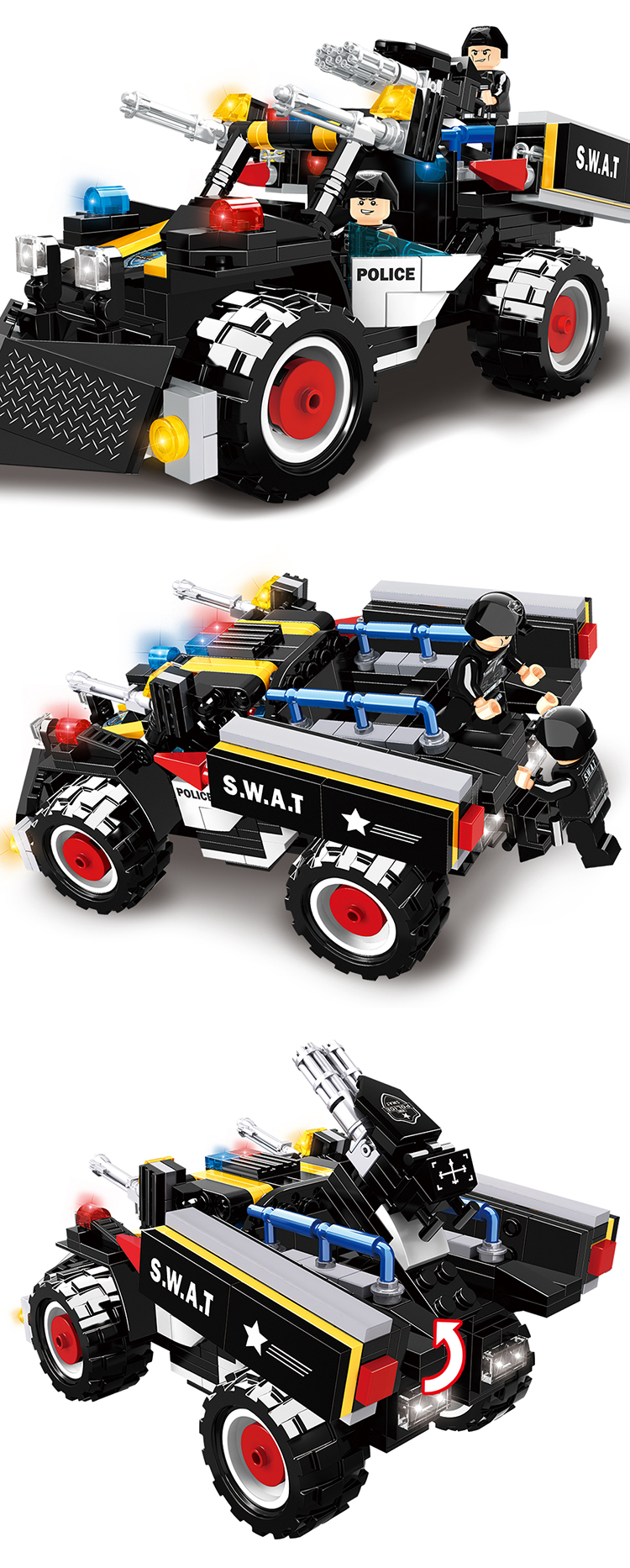 WOMA TOYS 2021 eBay hot sale SWAT Assault vehicle police car Figure Weapon plastic building blocks bricks toys set for kids