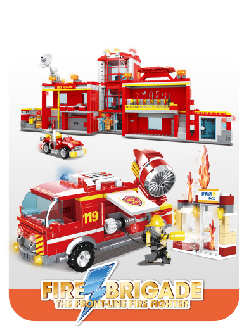 WOMA TOYS Wholesale OEM ODM Bricks 1243pcs Educational Fire Station Rescue Service Car Small Building Blocks For Kids