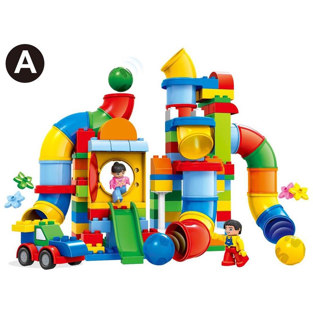 WOMA TOYS Compatible major brands 2 in 1 Big building brick ball track slide puzzle blocks ball creative toys brinquedos