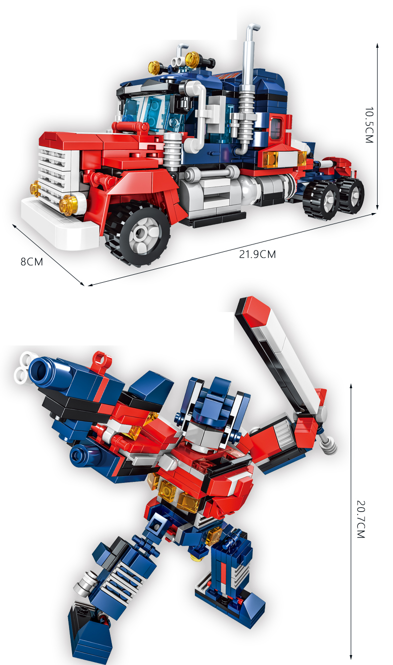 WOMA TOYS New Designs Kids Educational Combined Deformation Transform Robot Deformation Truck Car Small Building Block Set