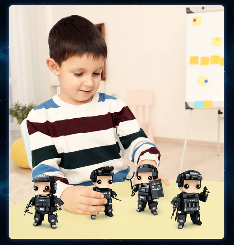 WOMA TOYS 2022 Educational Most Popular Plastic Small Building Block SWAT Team Figure Action Scout Little Brick Construction Toy