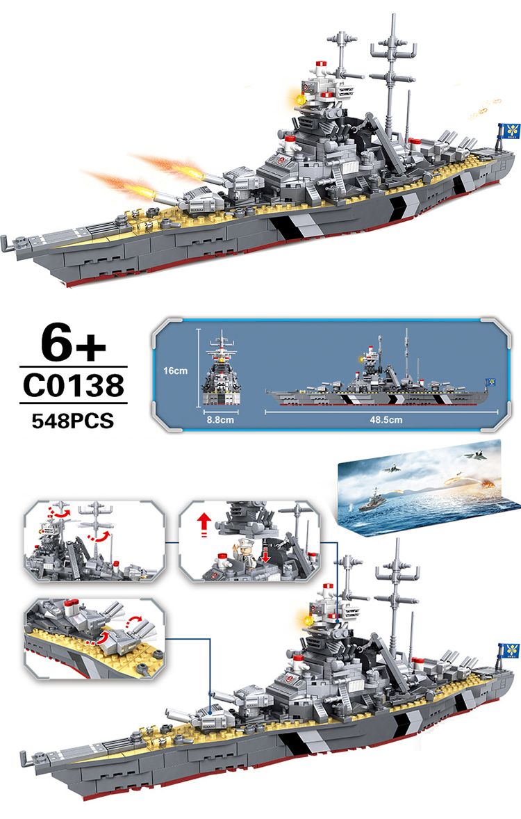WOMA TOYS Walmart hot sale military battleship model War fleet ship battle ships Model educational building blocks