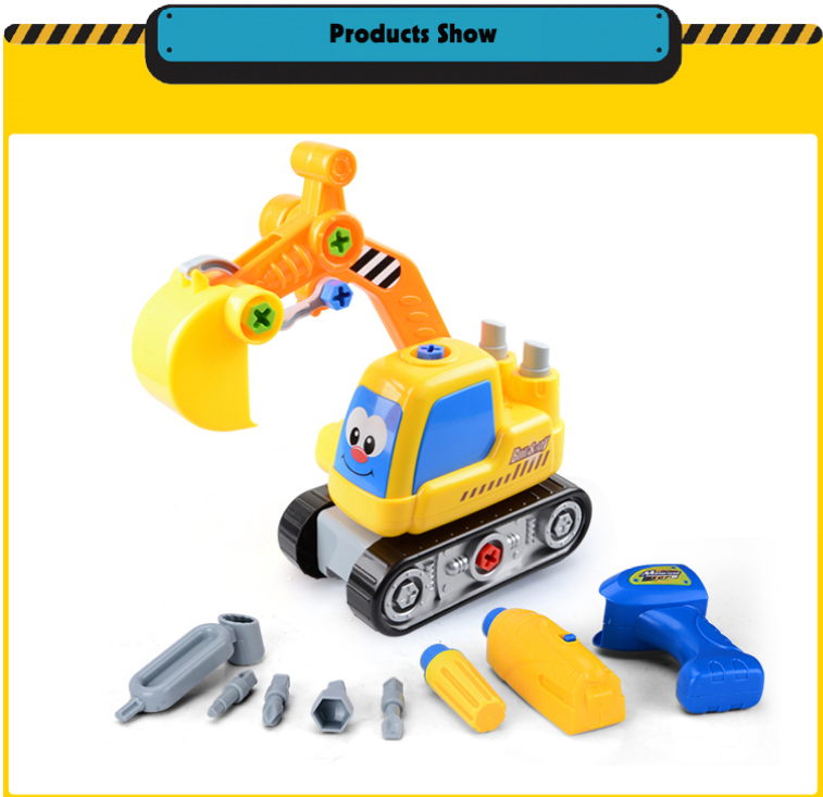 WOMA TOYS Shopee hot sale Disassembly Assembly engineering vehicles drilled screwed baby toys 3+