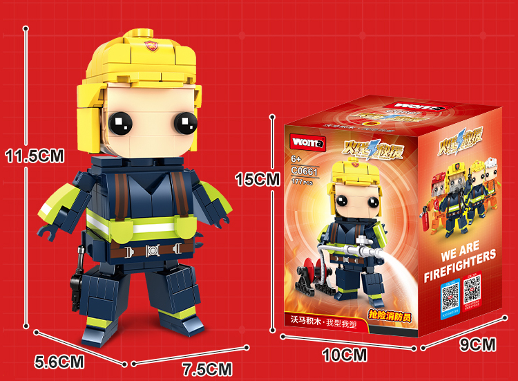 WOMA TOYS Amazon Hottest Sale Kids Puzzle Fire Rescue Cheap Firefighter Small Brick Little Building Block Figure Custom