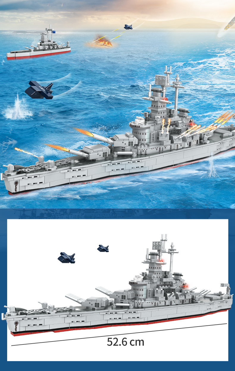 WOMA TOYS Home Decor Boy Birthday Gifts War Fleet Boat Ship Model Battleship Collectible Battle Ships Building Block Bricks