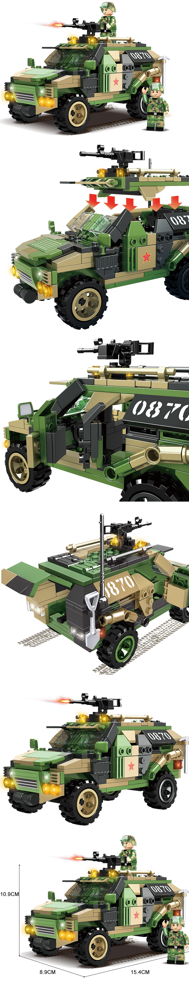 WOMA TOYS Wholesale Kids Educational Military Armored Combat Vehicle Car Model Building Blocks Set Diy Bricks Jouet