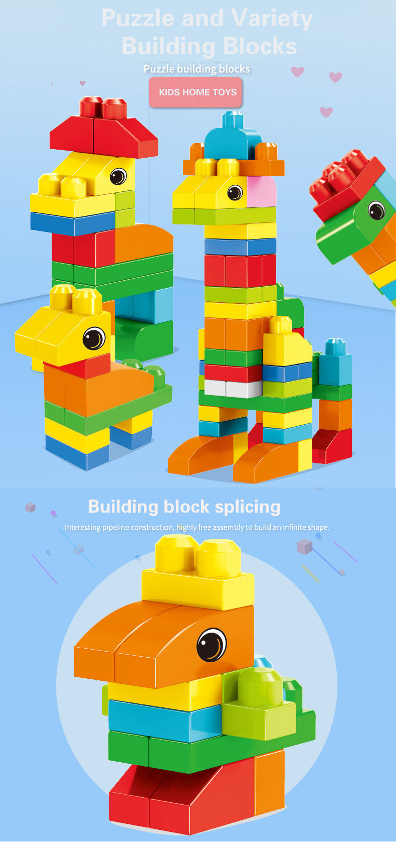 WOMA TOYS Kids Large Particle Building Block Puzzle Insert Parts Children Construction Toy 2022 Wholesale DIY Combined Bricks