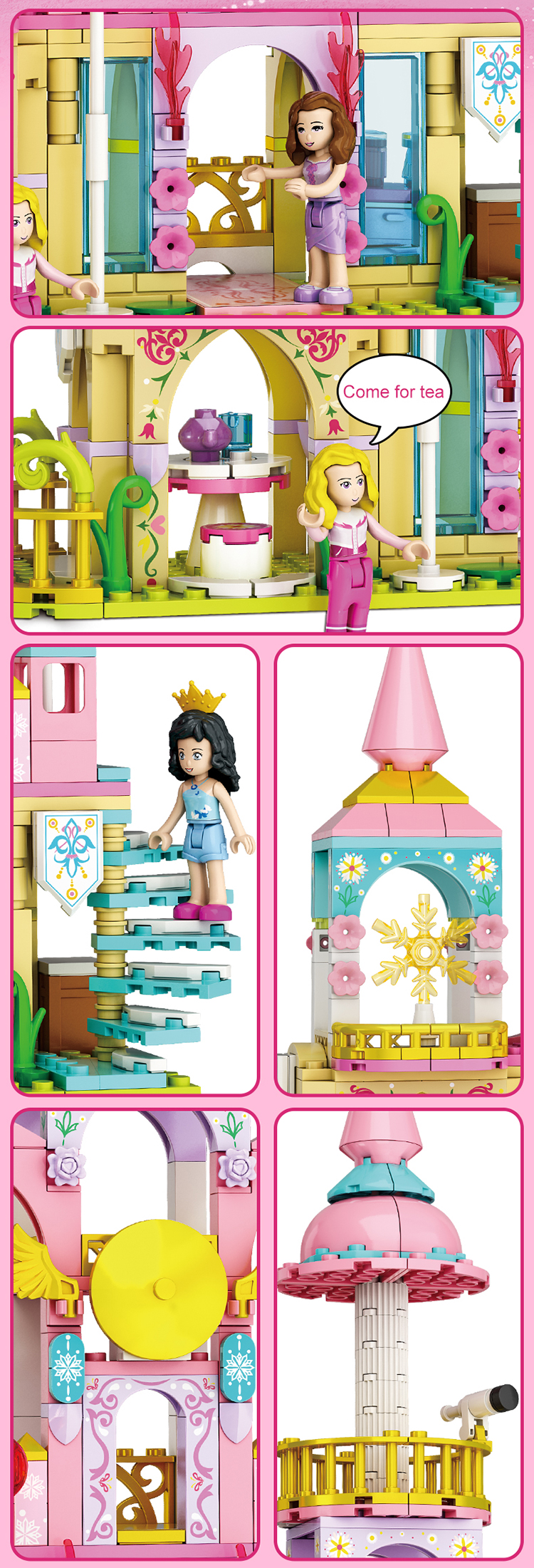 WOMA TOYS Amazon Hottest sale 2021 kids girl Princess Starlight Castle bricks building block set Home Decor