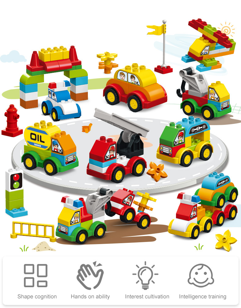 WOMA TOYS Wholesale Supplier Early Education Creativity Big Building Block Bricks Baby Car Puzzle Fire Truck Play House Game