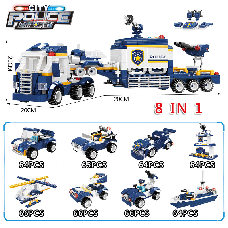WOMA TOYS Wholesale Amazon Hottest Sale 2021 Kids City Police Car Model Small Bricks Building Blocks Other Toys Hobbies