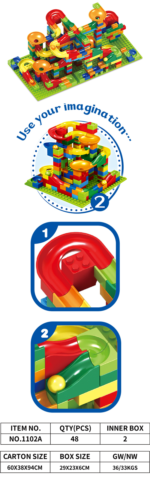 WOMA TOYS 3 in 1 Small building brick ball track blocks Ball slide block with base brinquedo menino 3 anos