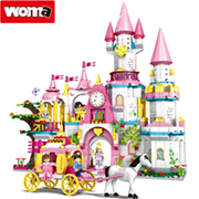 WOMA TOYS Girl kids birthday Christmas Gifts Spin Play Music Box guitar model Assembly building blocks bricks toys