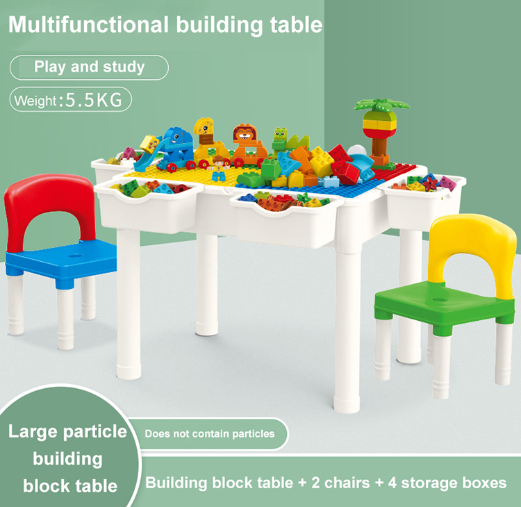WOMA TOYS Wholesale EBay Hot Sale Multi Function Playing Desk Learning Drawing Game Big Building Block Table For Kids Jouet