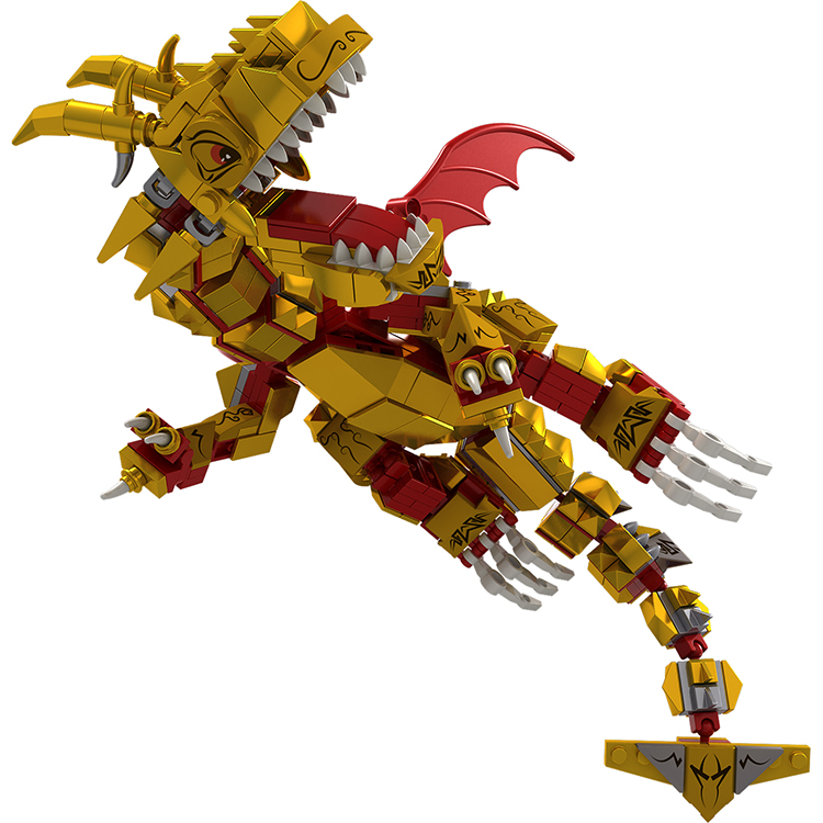 WOMA TOYS Amazon Hottest Sale Kids Popular Battle Golden Dragon Model Juguetes Dinosaurio Building Blocks Bricks Kit