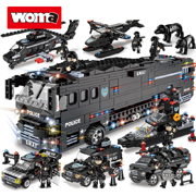 WOMA TOYS Wholesale New Trending SWAT Vehicle Car Robot Assemble Small Bricks Building Blocks Deformed Robots Set