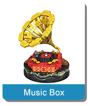 WOMA TOYS Amazon Hottest Sale Home Decor Music Box Clock Puzzle Game Assemble Pirate Ship Brick STEM Building Blocks Set