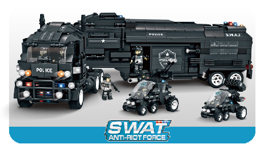 WOMA TOYS Compatible major brands SWAT Police Team Helicopter submarine Building Blocks Set with figures toy